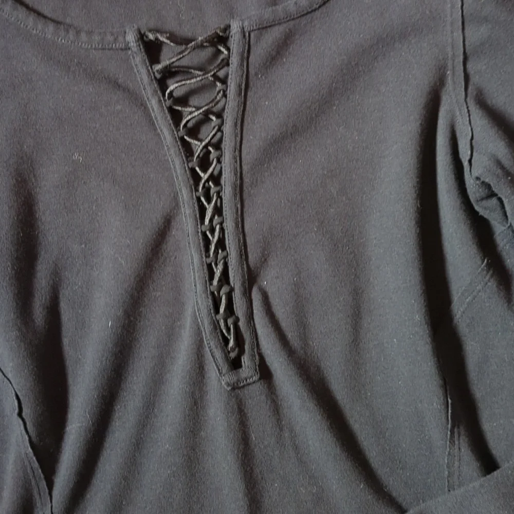We the Free Jacqui Lace Up Black Top Small Grunge Goth Downtown